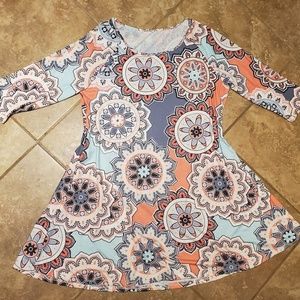 3X Grey/Blue Dress w/ Pockets & 3/4 Sleeve NWOT